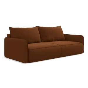 Driezits-slaapbank van terracotta velours – PALERMO Driezits-slaapbank van terracotta velours – PALERMO
