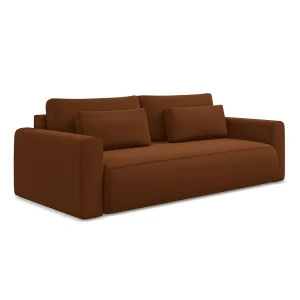 Driezits-slaapbank van terracotta velours – PERUGIA Driezits-slaapbank van terracotta velours – PERUGIA