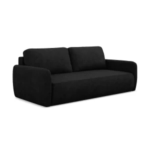 Driezits-slaapbank van zwart chenille stof – CORLE Driezits-slaapbank van zwart chenille stof – CORLE