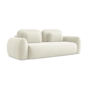 Driezits-slaapbank van lichtbeige bouclé – FERRETTI Driezits-slaapbank van lichtbeige bouclé – FERRETTI