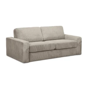 Driezits-slaapbank van donkerbeige ribfluweel – COMO Driezits-slaapbank van donkerbeige ribfluweel – COMO