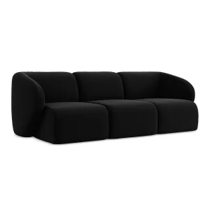 Driezits modulaire bank van zwart velours – CERVO Driezits modulaire bank van zwart velours – CERVO