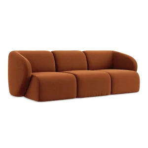Driezits modulaire bank van terracotta velours – CERVO