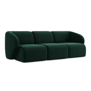 Driezits modulaire bank van flessengroen velours – CERVO Driezits modulaire bank van flessengroen velours – CERVO