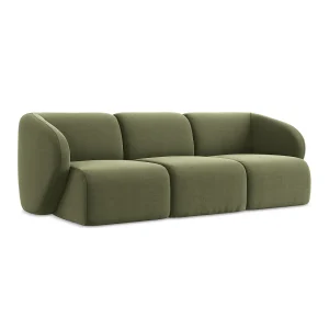 Driezits modulaire bank van olijf velours – CERVO Driezits modulaire bank van olijf velours – CERVO