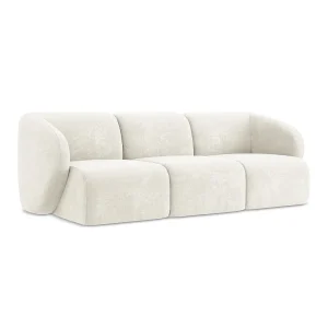 Driezits modulaire bank van wit chenille stof – CERVO