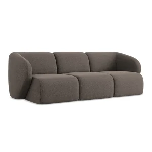 Driezits modulaire bank van chocolade bouclé – CERVO Driezits modulaire bank van chocolade bouclé – CERVO
