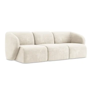 Driezits modulaire bank van lichtbeige chenille stof – CERVO Driezits modulaire bank van lichtbeige chenille stof – CERVO
