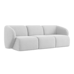 Driezits modulaire bank van zilver bouclé – CERVO