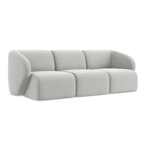 Driezits modulaire bank van zilver velours – CERVO