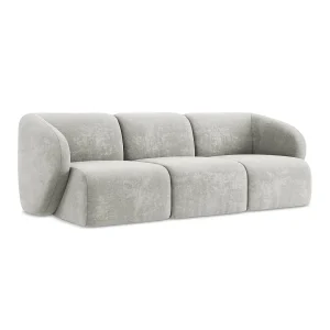 Driezits modulaire bank van lichtgrijs chenille stof – CERVO