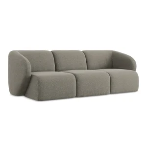 Driezits modulaire bank van grijs bouclé – CERVO Driezits modulaire bank van grijs bouclé – CERVO