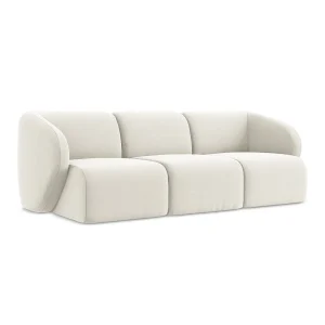 Driezits modulaire bank van lichtbeige velours – CERVO