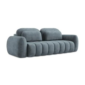 Driezits-slaapbank van jeans chenille stof – GINOSA Driezits-slaapbank van jeans chenille stof – GINOSA