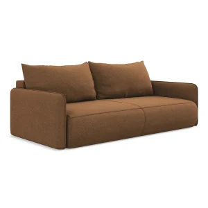 Driezits-slaapbank van terracotta textuurstof – PALERMO Driezits-slaapbank van terracotta textuurstof – PALERMO