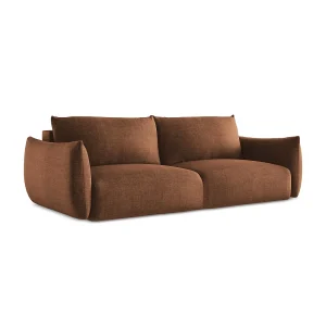 Driezits-slaapbank van terracotta textuurstof – SAVONA Driezits-slaapbank van terracotta textuurstof – SAVONA