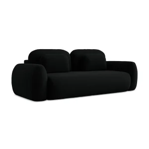 Driezits-slaapbank van zwart bouclé – FERRETTI Driezits-slaapbank van zwart bouclé – FERRETTI
