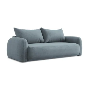 Driezits-slaapbank van jeans chenille stof – AMALFI Driezits-slaapbank van jeans chenille stof – AMALFI