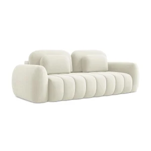 Driezits-slaapbank van lichtbeige bouclé – GINOSA Driezits-slaapbank van lichtbeige bouclé – GINOSA
