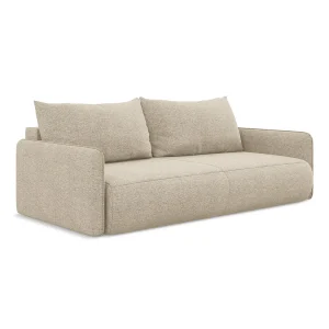 Driezits-slaapbank van donkerbeige chenille stof – PALERMO Driezits-slaapbank van donkerbeige chenille stof – PALERMO