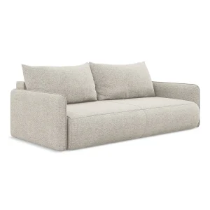 Driezits-slaapbank van zilver chenille stof – PALERMO Driezits-slaapbank van zilver chenille stof – PALERMO