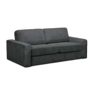Driezits-slaapbank van donkergrijs ribfluweel – COMO Driezits-slaapbank van donkergrijs ribfluweel – COMO