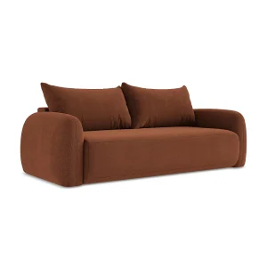 Driezits-slaapbank van terracotta textuurstof – AMALFI Driezits-slaapbank van terracotta textuurstof – AMALFI