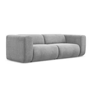 Driezits modulaire bank van lichtgrijs chenille stof – BARI