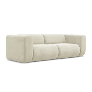 Driezits modulaire bank van beige chenille stof – BARI Driezits modulaire bank van beige chenille stof – BARI