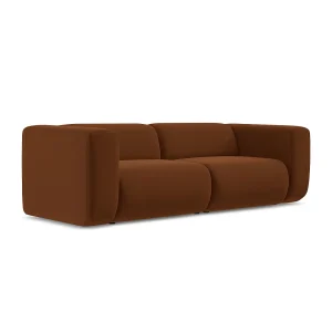 Driezits modulaire bank van terracotta velours – BARI