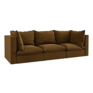Driezits modulaire bank van mosterd velours – RAVENNA Driezits modulaire bank van mosterd velours – RAVENNA