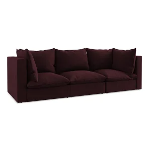 Driezits modulaire bank van bordeaux textuurstof – RAVENNA Driezits modulaire bank van bordeaux textuurstof – RAVENNA