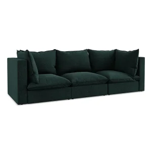 Driezits modulaire bank van grijsgroen velours – RAVENNA Driezits modulaire bank van grijsgroen velours – RAVENNA