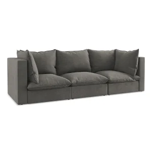 Driezits modulaire bank van donkergrijs textuurstof – RAVENNA Driezits modulaire bank van donkergrijs textuurstof – RAVENNA