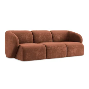 Driezits modulaire bank van terracotta chenille stof – CERVO