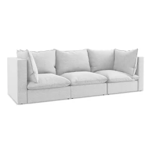 Driezits modulaire bank van zilver bouclé – RAVENNA