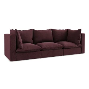 Driezits modulaire bank van bourgondië velours – RAVENNA Driezits modulaire bank van bourgondië velours – RAVENNA