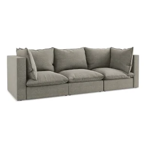 Driezits modulaire bank van grijs bouclé – RAVENNA Driezits modulaire bank van grijs bouclé – RAVENNA