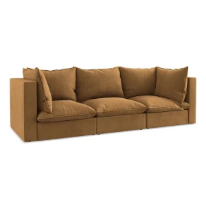 Driezits modulaire bank van terracotta textuurstof – RAVENNA