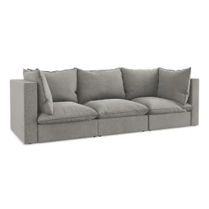 Driezits modulaire bank van grijs velours – RAVENNA Driezits modulaire bank van grijs velours – RAVENNA