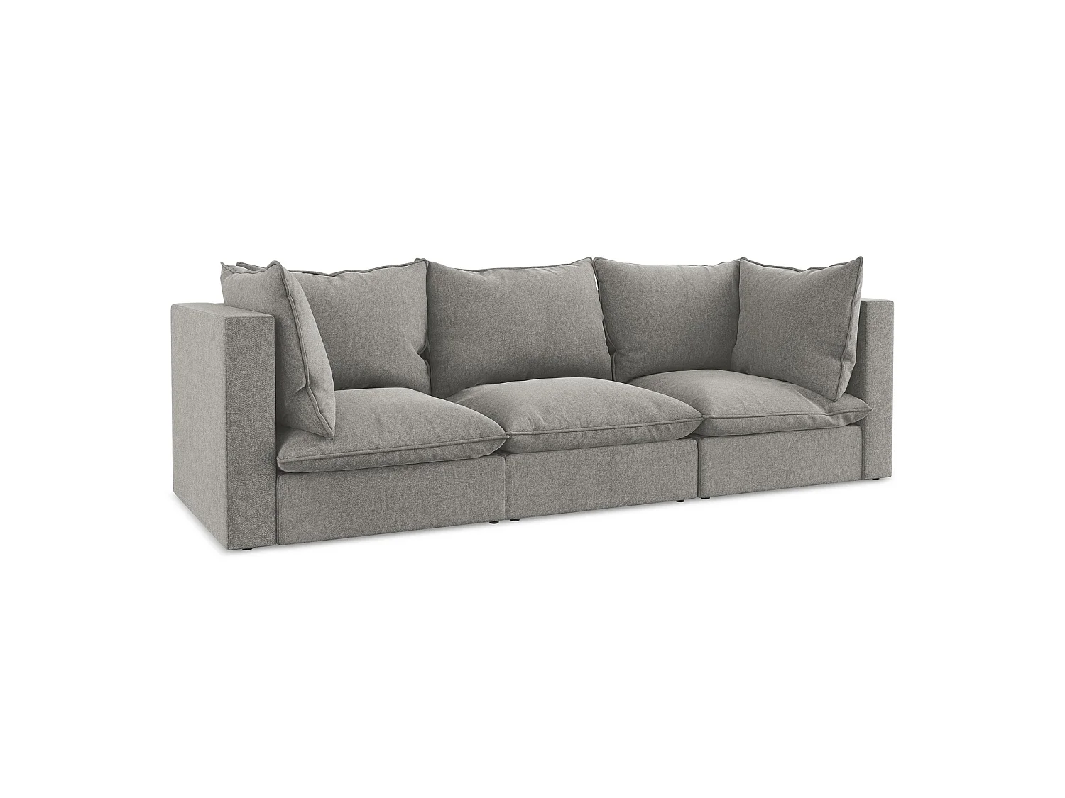 Driezits modulaire bank van grijs velours - RAVENNA