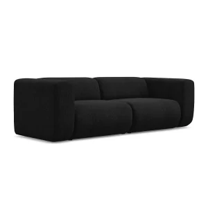 Driezits modulaire bank van zwart chenille stof – BARI