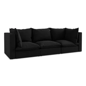 Driezits modulaire bank van zwart bouclé – RAVENNA
