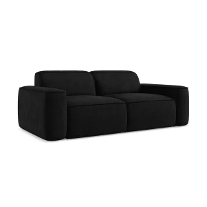 Driezits modulaire bank van zwart chenille stof – MELISSA