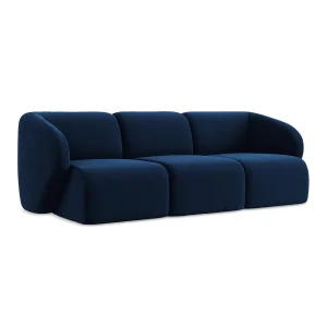 Driezits modulaire bank van koningsblauw velours – CERVO Driezits modulaire bank van koningsblauw velours – CERVO