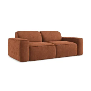 Driezits modulaire bank van terracotta chenille stof – MELISSA