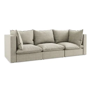 Driezits modulaire bank van taupe bouclé – RAVENNA