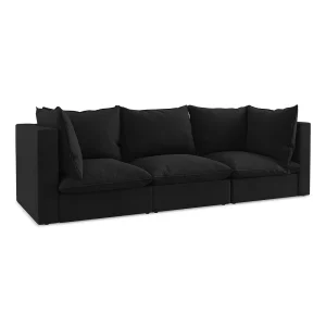 Driezits modulaire bank van zwart textuurstof – RAVENNA Driezits modulaire bank van zwart textuurstof – RAVENNA