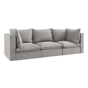 Driezits modulaire bank van lichtgrijs bouclé – RAVENNA