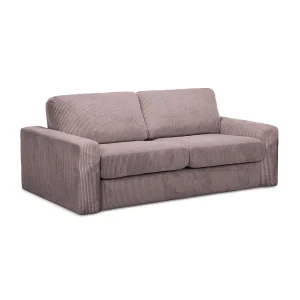 Driezits-slaapbank van gedempt roze ribfluweel – COMO Driezits-slaapbank van gedempt roze ribfluweel – COMO